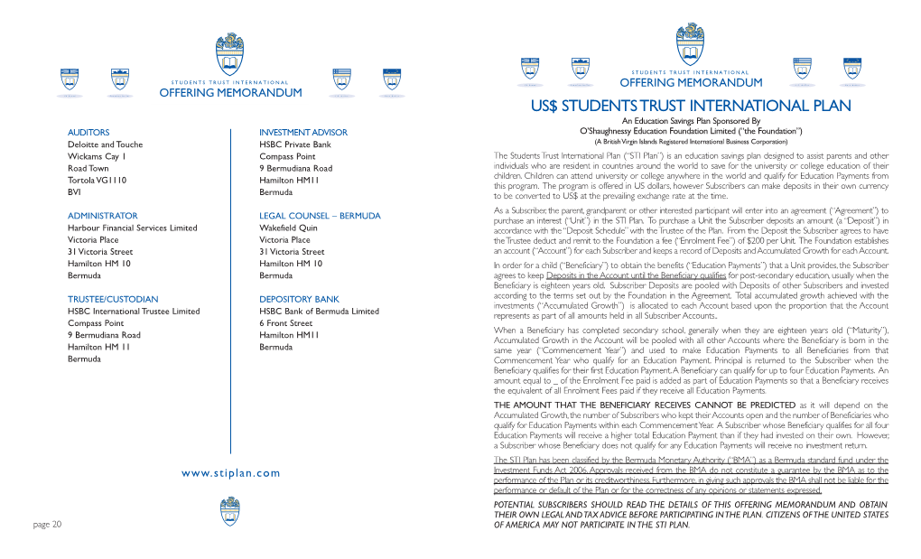 Us$ Students Trust International Plan