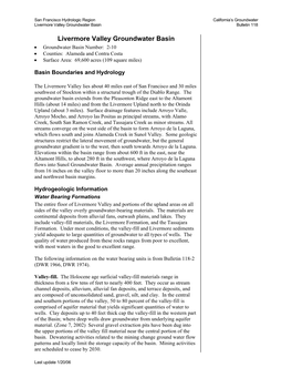 Livermore Valley Groundwater Basin Bulletin 118