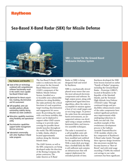 Sea-Based X-Band Radar (SBX) for Missile Defense