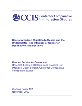 Central American Migration to Mexico and the United States: the Influence of Gender on Destinations and Destinies