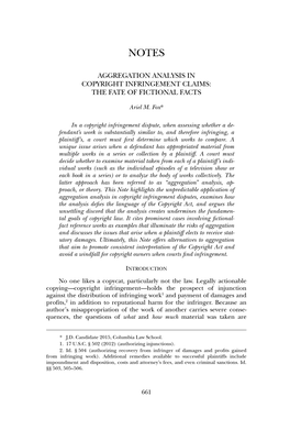 Aggregation Analysis in Copyright Infringement Claims: the Fate of Fictional Facts