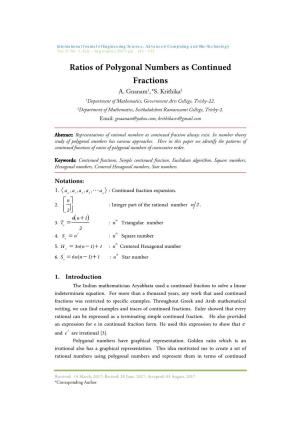 Ratios of Polygonal Numbers As Continued Fractions A