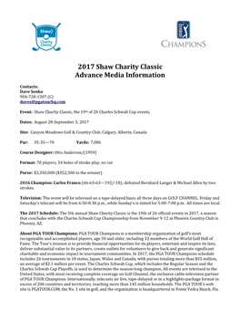 2017 Shaw Charity Classic Advance Media Information