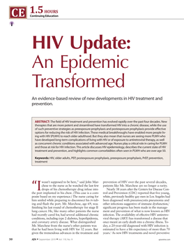 HIV Update: an Epidemic Transformed an Evidence-Based Review of New Developments in HIV Treatment and Prevention