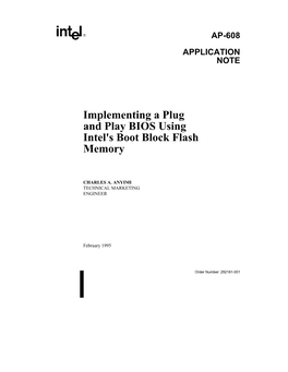 Implementing a Plug and Play BIOS Using Intel's Boot Block Flash Memory