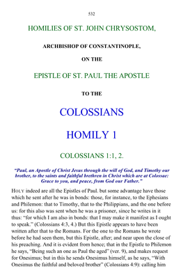 Colossians Homily 1