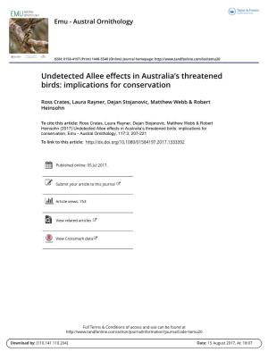 Undetected Allee Effects in Australia's Threatened Birds: Implications for Conservation