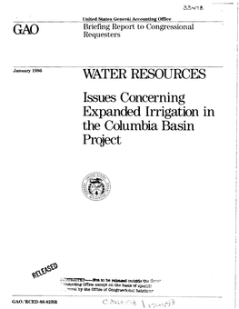 Issues Concerning Expanded Irrigation in the Columbia Basin Project