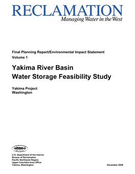 Yakima River Basin Water Storage Feasibility Study