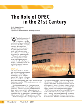 The Role of OPEC in the 21St Century