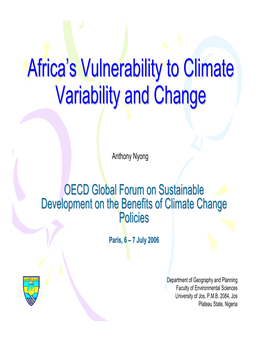 Africa's Vulnerability to Climate Variability and Change