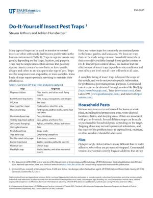 Do-It-Yourself Insect Pest Traps 1 Steven Arthurs and Adrian Hunsberger2