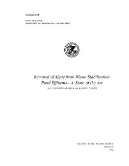 Removal of Algae from Waste Stabilization Pond Effluents—A State of the Art by V
