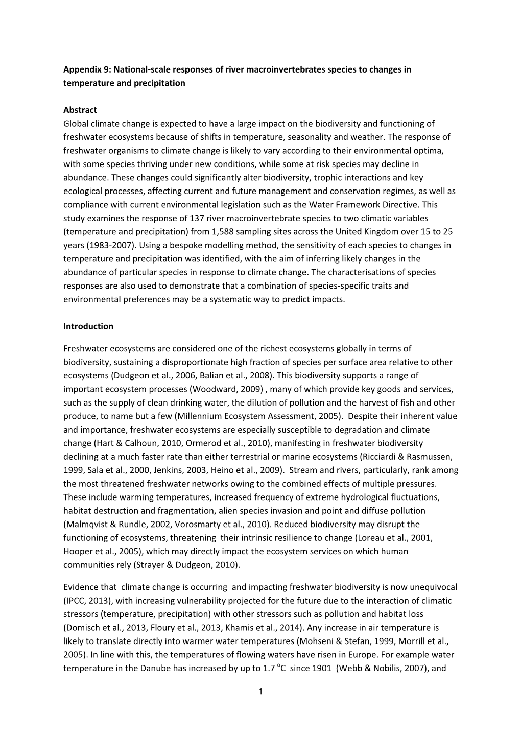 Appendix 9 National-Scale Responses of Macroinvertebrates