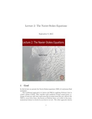 Lecture 2: the Navier-Stokes Equations
