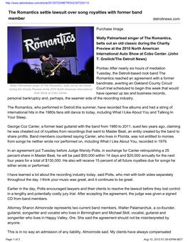 The Romantics Settle Lawsuit Over Song Royalties with Former Band Member Detroitnews.Com