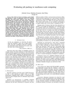 Evaluating Job Packing in Warehouse-Scale Computing