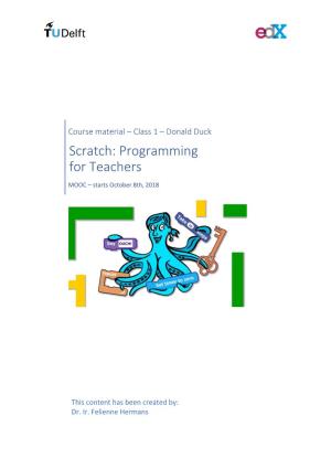 Scratch: Programming for Teachers MOOC – Starts October 8Th, 2018