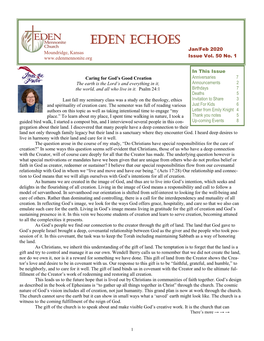 Eden Echoes Jan/Feb 2020 Moundridge, Kansas Issue Vol