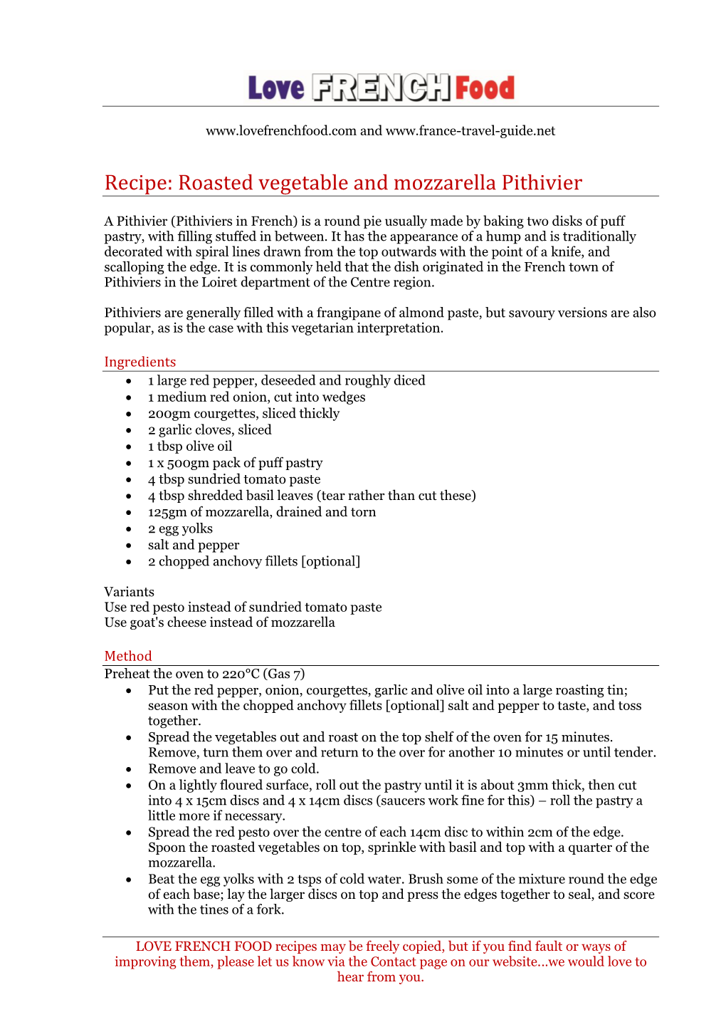 Recipe: Roasted Vegetable and Mozzarella Pithivier