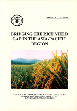 REFLECTIONS on YIELD GAPS in RICE PRODUCTION: HOW to NARROW the GAPS 26 by Mahmud Duwayri, Dat Van Tran and Van Nguu Nguyen