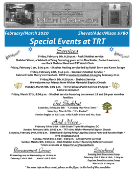 Special Events at TRT Services Friday, February 7Th, 6:30 P.M