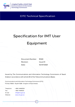Specification for IMT User Equipment RI120