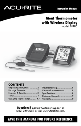 Meat Thermometer with Wireless Display 01185 Instructions