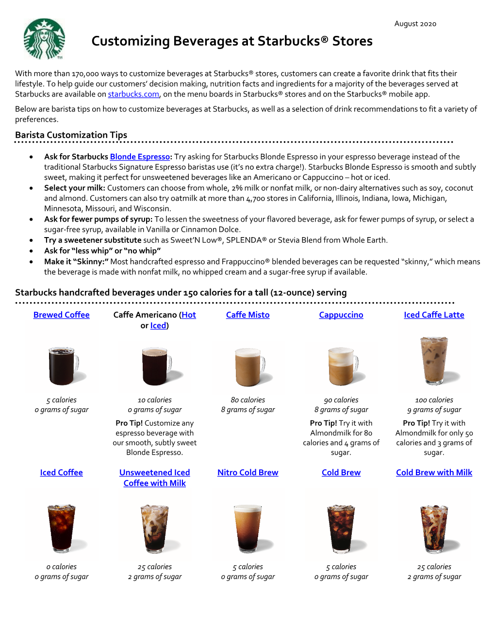 Customizing Beverages at Starbucks® Stores