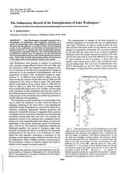 The Sedimentary Record of the Eutrophication of Lake Washington* (Diatoms/Oscillatoria/Oscillaxanthin/Paleolimnology/Scanning Electron Microscopy)