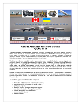 Canada Aerospace Mission to Ukraine Kyiv, May 22 – 25