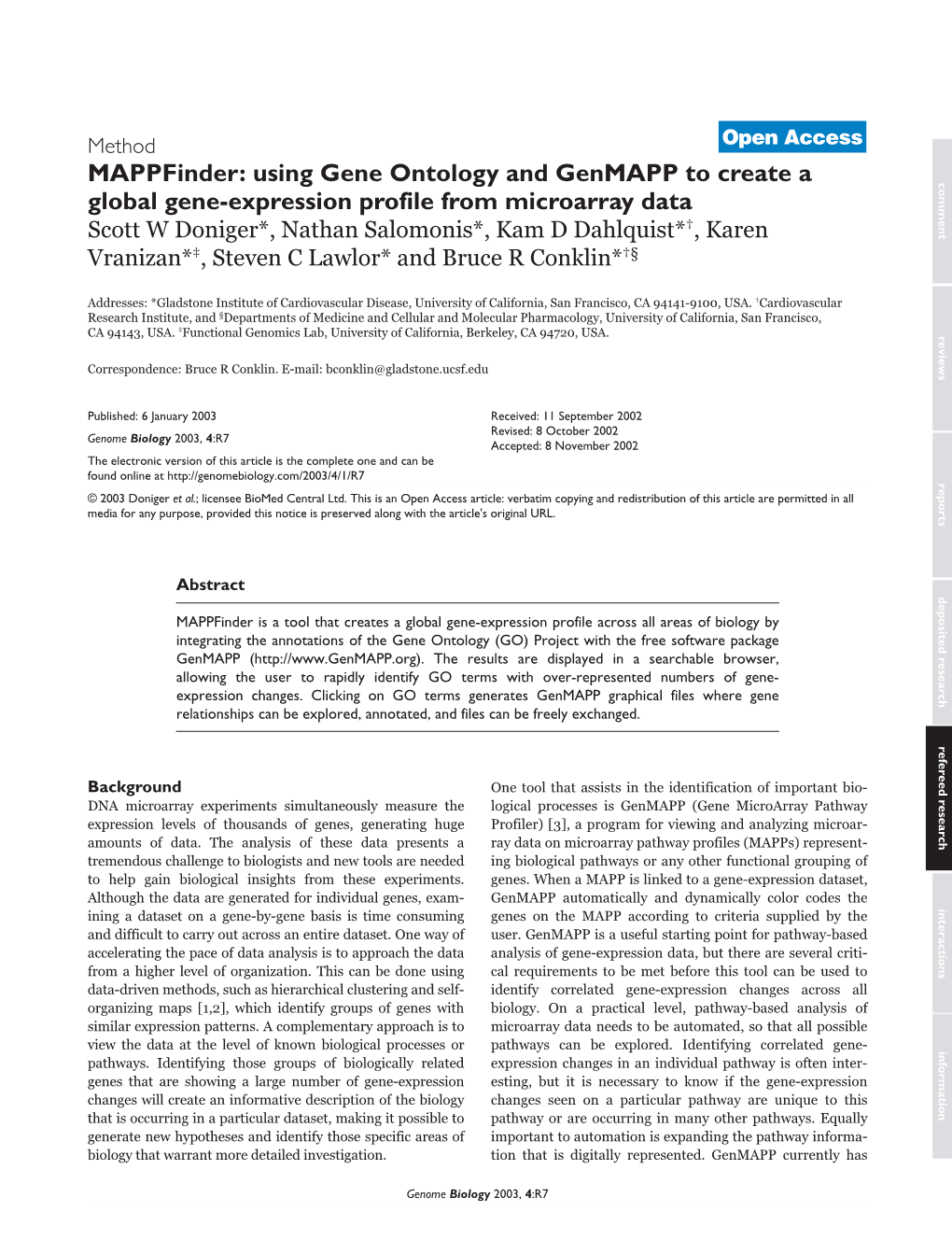 Mappfinder: Using Gene Ontology and Genmapp to Create a Global