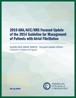 2019 AHA/ACC/HRS Focused Update of the 2014 Guideline for Management of Patients with Atrial Fibrillation