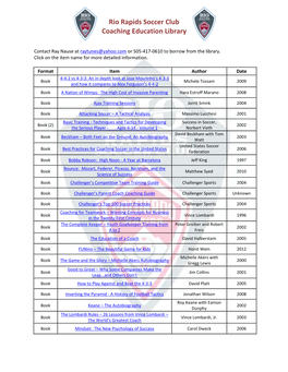 Rio Rapids Soccer Club Coaching Education Library