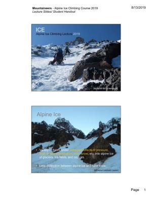 ICE Alpine Ice Climbing Lecture 2019