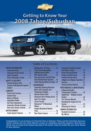 Tahoe Suburban 2008A,Get to Know Guide