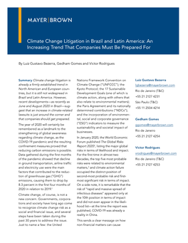 Climate Change Litigation in Brazil and Latin America: an Increasing Trend That Companies Must Be Prepared For