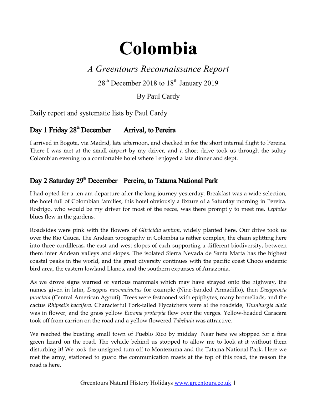 Colombia Recce 2019