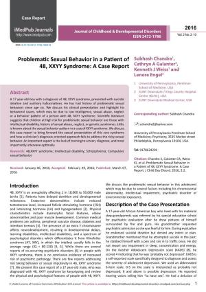 Problematic Sexual Behavior in a Patient of 48, XXYY Syndrome