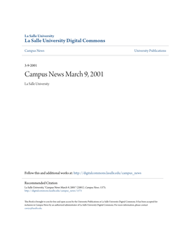 Campus News March 9, 2001 La Salle University