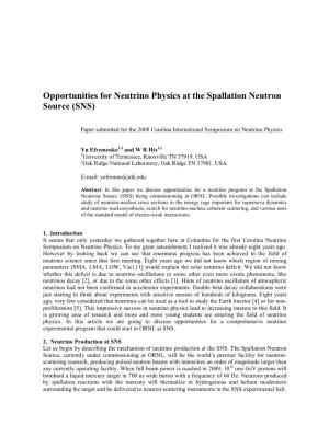 Opportunities for Neutrino Physics at the Spallation Neutron Source (SNS)