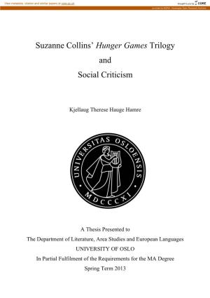 Suzanne Collins' Hunger Games Trilogy and Social Criticism