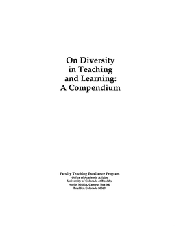 On Diversity in Teaching and Learning: a Compendium
