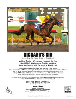 RICHARD's KID 2005 Dark Bay Or Brown - Height 15.3 - Dosage Profile: 7-8-19-4-0; DI: 1.81; CD: +0.47