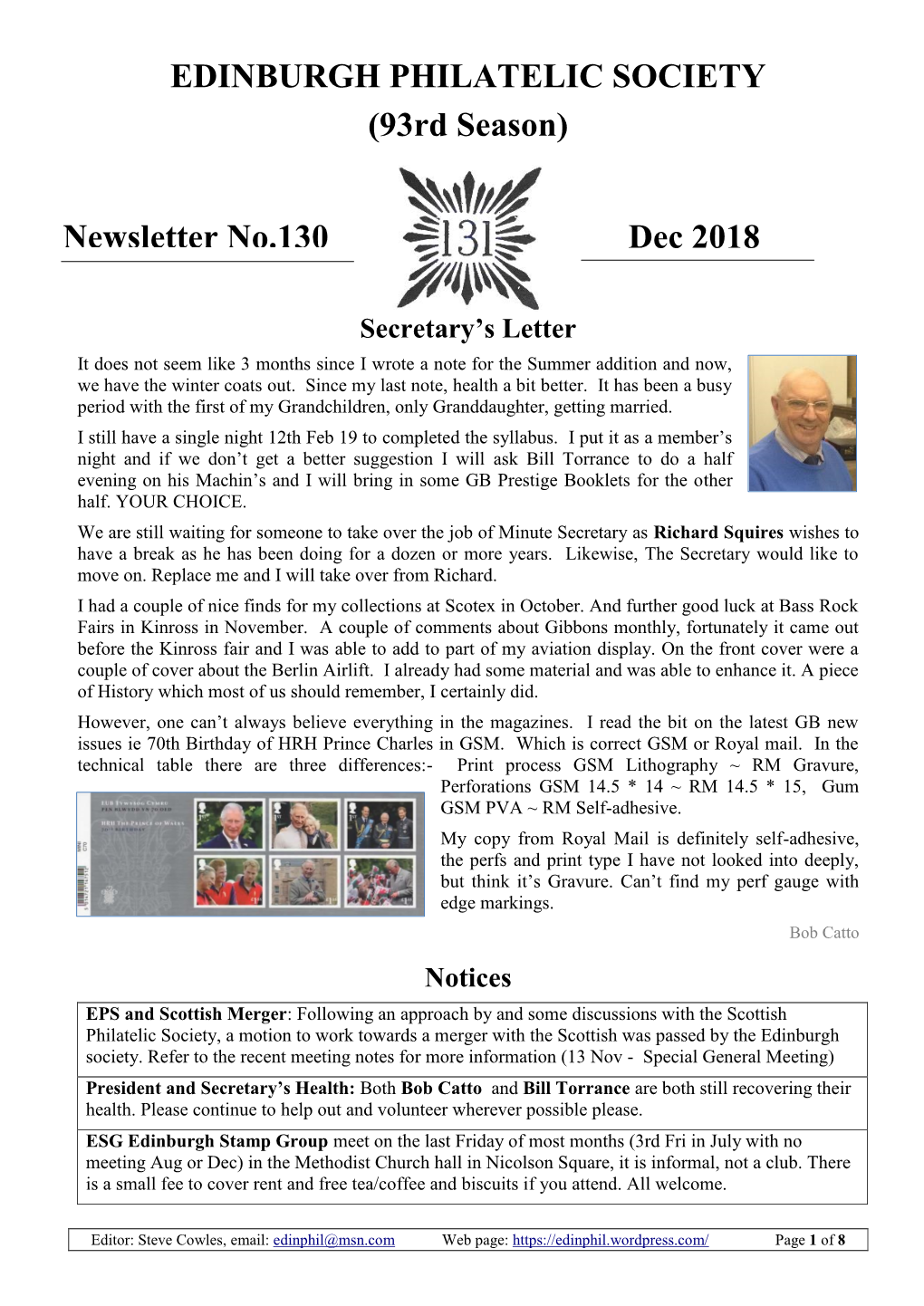 EDINBURGH PHILATELIC SOCIETY (93Rd Season)