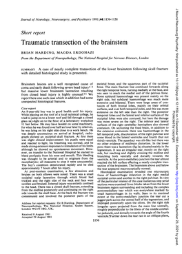 Traumatic Transection of the Brainstem