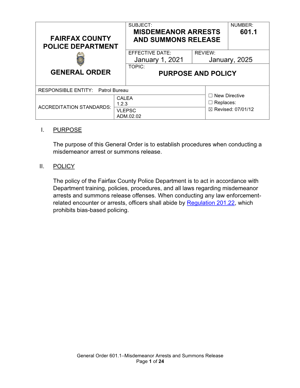 Misdemeanor Arrests and Summons Release Offenses