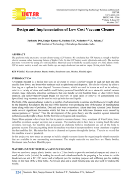 Design and Implementation of Low Cost Vacuum Cleaner