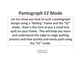 Let Me Show You How to Quilt a Pantograph Design Using a “Rolling” Frame and the “EZ” Mode