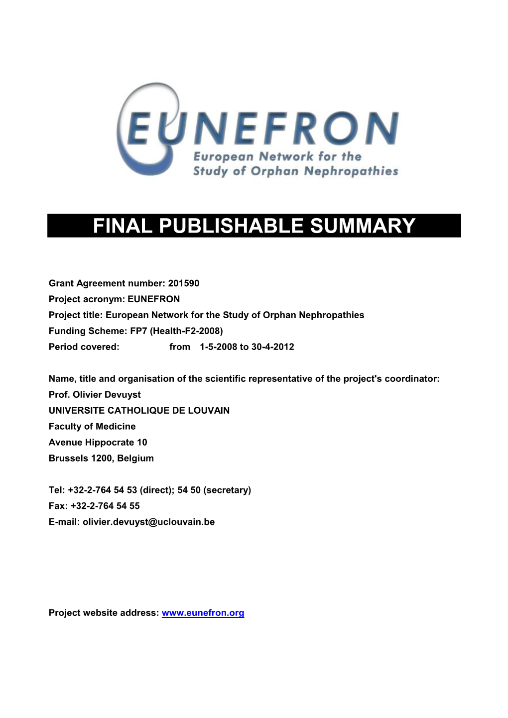 Final Publishable Summary